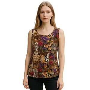 Vintage Stunt mixed floral and animal print silk tank size M